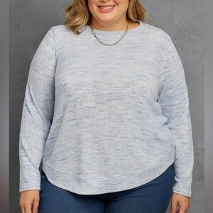 Lane Bryant Blue and White Marled Knit Sweater (954)